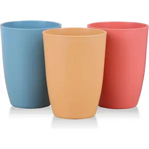 Wheat Straw  Cup (12 oz) - Unbreakable Drinking Glasses Sets - Dishwasher Safe Tumbler -  and  (3 Color_A)