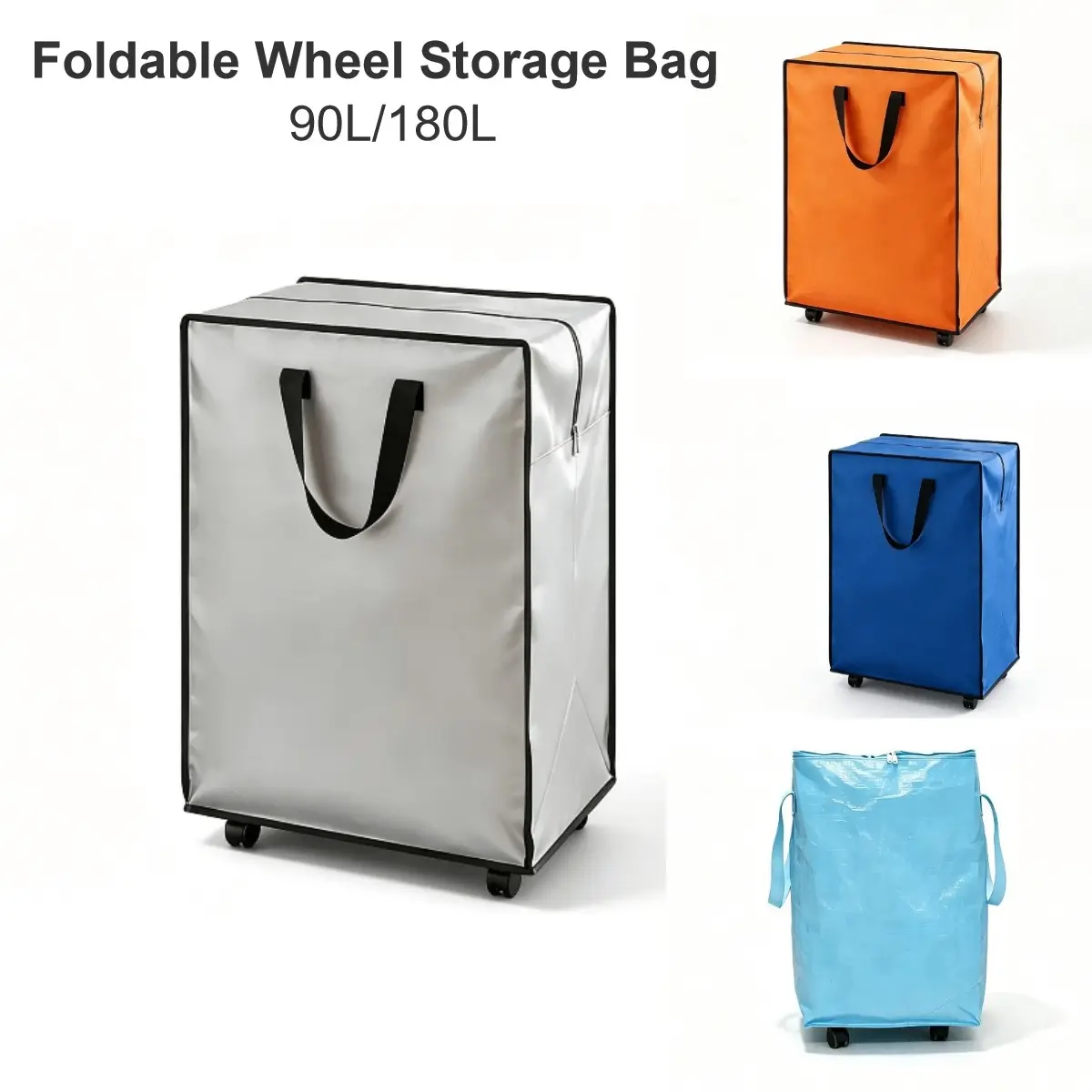 Foldable Rolling Storage Bag with Wheels – Large Capacity Waterproof Moving Bag, Heavy-Duty Travel Tote with Swivel Wheels for Shopping, Dorm, Luggage & Home Storage