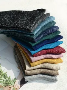 Women's Crew Socks, Random Color Gold Silver Thread Design, Casual Sporty Style, Perfect for Daily Wear & Gift Ideas