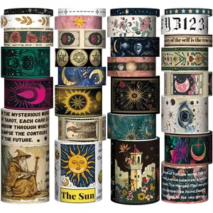 Tarot-Themed Washi Tape Set (29 Rolls) - Vintage Patterns for Journaling, Scrapbooking, and DIY Crafts Scrapbook Decoration