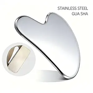 Premium Imported Stainless Steel Gua Sha Facial Tool - Professional Beauty Salon Version, Face Lifting & Slimming Massage Board for Face and Body, Includes Leather Storage Case Daily