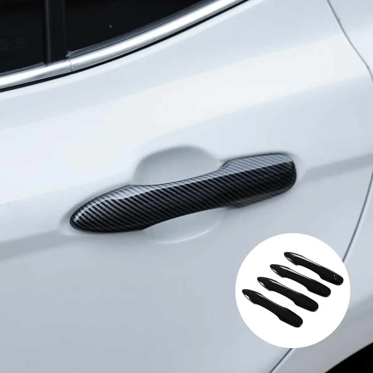 4 Pcs Exterior Door Handle Cover Black Carbon Fiber Protector Guard Accessories For Toyota Camry 2018 2025 Car Decals Car Stickers Vehicle Exterior Decoration Car Decorations