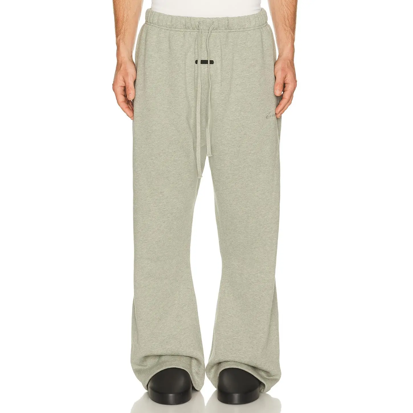 Fear of God ESSENTIALS Signature Flare Sweatpant in Concrete Heather & Dark Concrete Heather