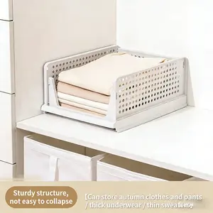 1 Pack Stackable Closet Storage Bins Multi Functional Foldable Wardrobe Organizer for Bathroom Kitchen Laundry Room Space Saving Clothes Storage Drawer Organizing
