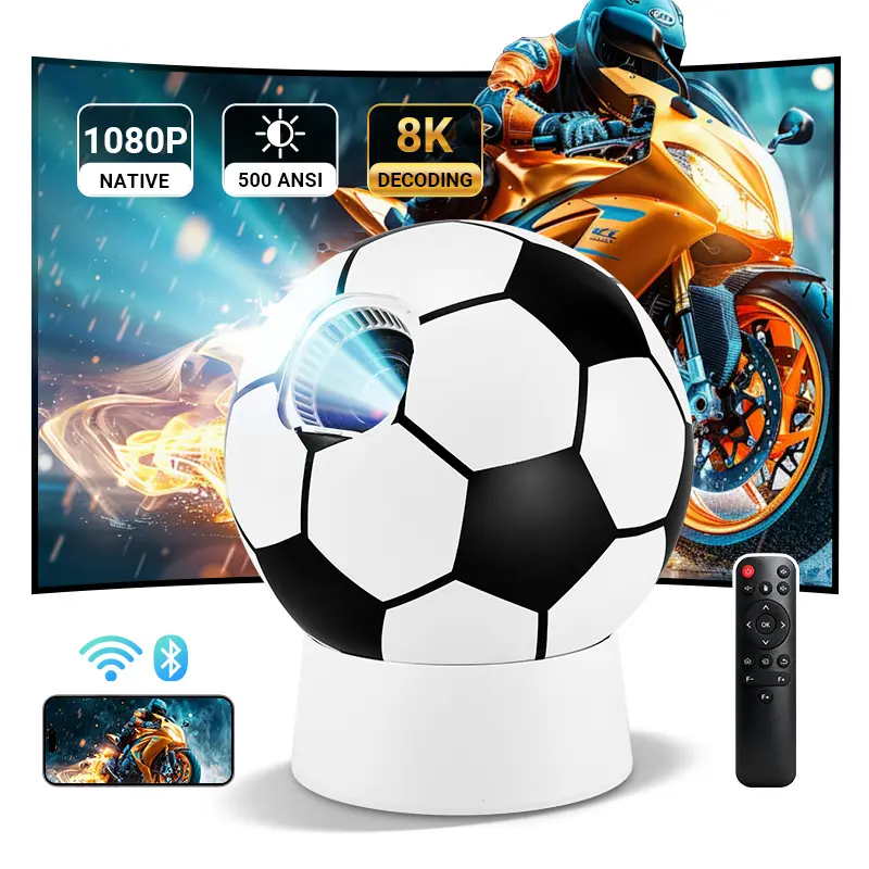 【Fathers Day Gift】Football-shaped projector-Shaped Projector, Native 1080P Android 13 Smart Projector, 4K Support, 360° Rotation, Auto Keystone & Focus, WiFi 6, BT5.4, Portable Mini Projector for Home Theater, Outdoor Movies & Gaming,Deals For You Days