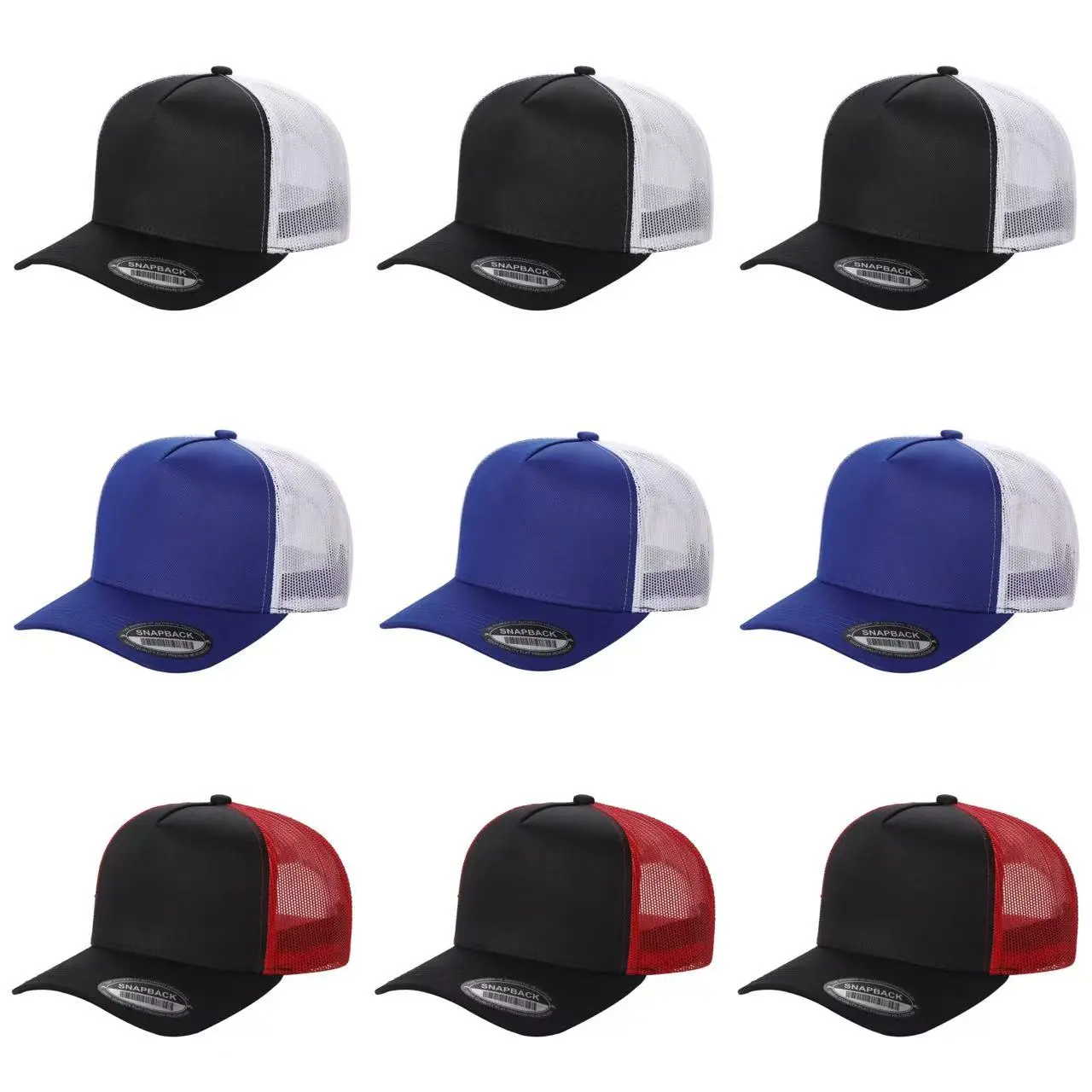 Unisex 9-Pack Tencel Plain Mixed Color Trucker Hats, Bulk Beach Mesh Back, Durable Classic Casual, Breathable Lightweight Adjustable Foldable Snapback, Trucker Hat, Snapback Hats