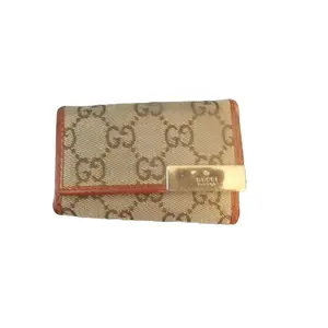 Pre-owned GUCCI canvas and leather key holder Canva in Orange Trim
