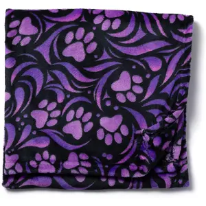 Pet Dog Cat Blanket Ultra Soft Cozy Fleece Paw Print Design Machine Washable Durable for Crates Beds Sofas Travel (Purple Paw Symphony, Large)