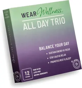 All Day Trio Topical Film Patches - Unwind, Drift, Clarity Support - Healthcare Sleep, Focus, Calm Aid - Long-Lasting Effect - 12 Pack Evening Evening Evening