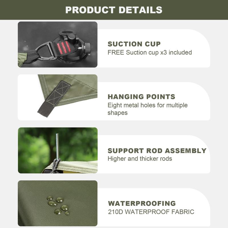 FEIWOOD GEAR Car Awning for SUV, 10 x 5.6 FT Van Truck Awning for Camping, Needn't Roof Rack Hardwares Waterproof UV50+