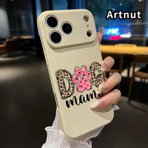 Dog Mama Paw Pattern Phone Case for iphone 17 Pro Max 16 Plus 15 14 13 12 11 Air XR E Liquid Silicone Anti-Drop Ultra Mobile Phone Thin Back Cover for Girl