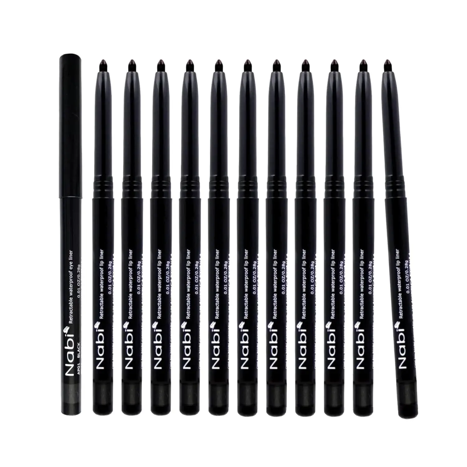 Nabi 12pcs Retractable Waterproof Black Eyeliner Wholesale Lot Lipliner Makeup Flawless Daily