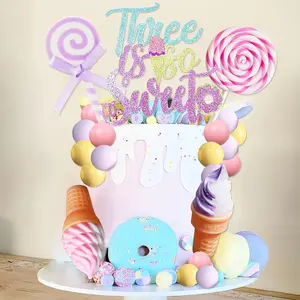 LaVenty Three is So Sweet Cake Topper Donut 3rdBirthday Party Decorations Donut Ice Cream Party Cake Decor for Sweet Dessert Theme Birthday Party Supplies