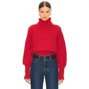 GRLFRND Elya Turtleneck Sweater in Red
