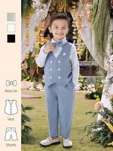 3-piece boys' formal vest suit, Christmas, wedding, church, ceremony gowns, gifts for boys, children, teenagers, children and young people! Suitable for height of 100-150 cm (without shirt) -92005