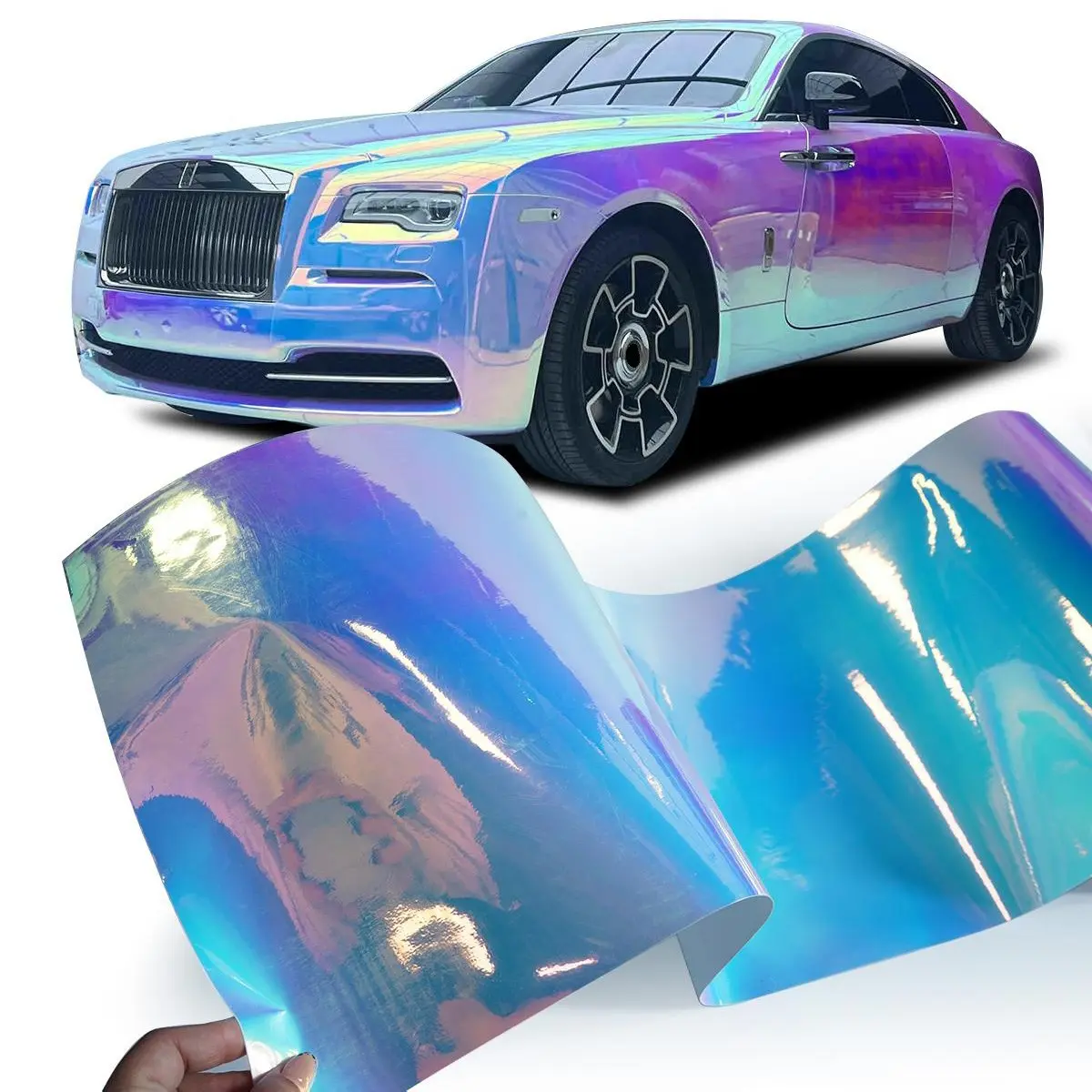 Rainbow Electroplated Vinyl Wrap Film, Ultra Glossy Color Changing Car Motorcycle Film, Scratch-Resistant Self-adhesive PVC Protective Paint Film, Automobile Decals, Sticker for Cars, Universal Car Sticker, Car Wraps, Car Vehicle Decoration