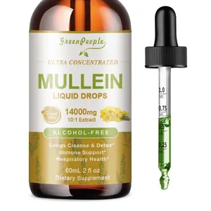 GreenPeople Ultra Concentrated Mullein Leaf Extract Drops 14000mg 10:1 Blend with Marshmallow Root for Wellness Support Alcohol-Free Tincture 2 fl oz