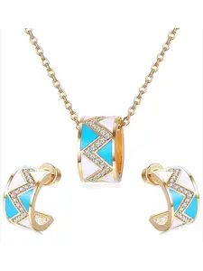 3 Pcs Delicate Blue White Hypoallergenic Copper Enamel Jewelry Collection for Women Men Elegant Geometric Cuff Necklace with Sparkling Swarovski Crystals Stylish Versatile Bright Long-lasting Enamel Color Lightweight Skin-friendly for Daily Wear Summer