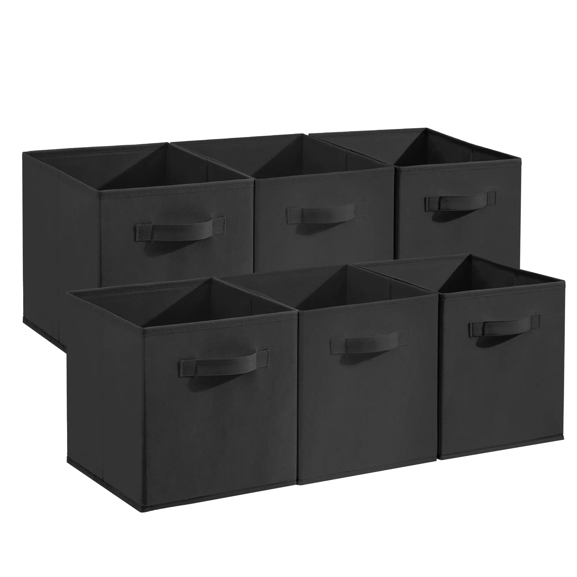 Black12-Pack Collapsible Fabric Storage Cubes with Handles, 11 Inch Foldable Organizer Bins for Shelves, Closet, Nursery & Home Decor
