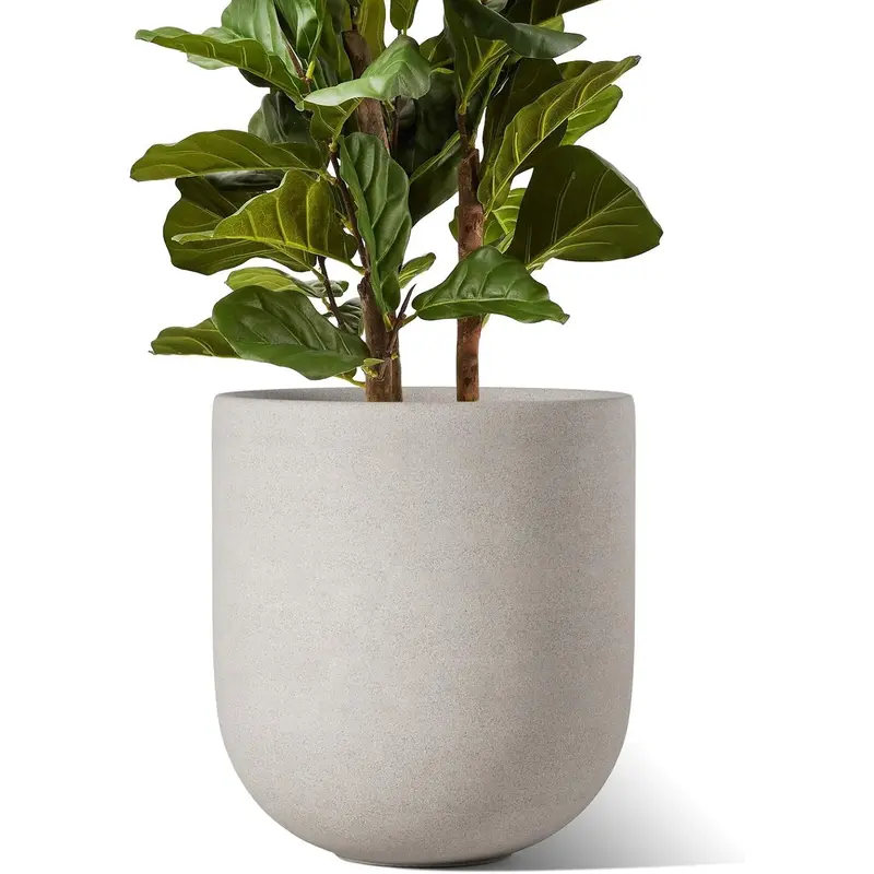 outdoor plastic plant pots Garden Elements Glazed Brushed Happy Large Plastic Planter, Bright Pink, 15 Inch main image 0