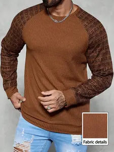 Men's New Style Solid Color Knitwear Sweater, Fashion Casual Round Neck Design, Warm & Versatile for Autumn Winter Daily Wear