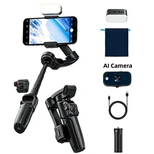 2026 Foldable 3-Axis Gimbal Stabilizer 5H Battery, Gesture Control & Detachable Remote, Ideal for Video Shooting