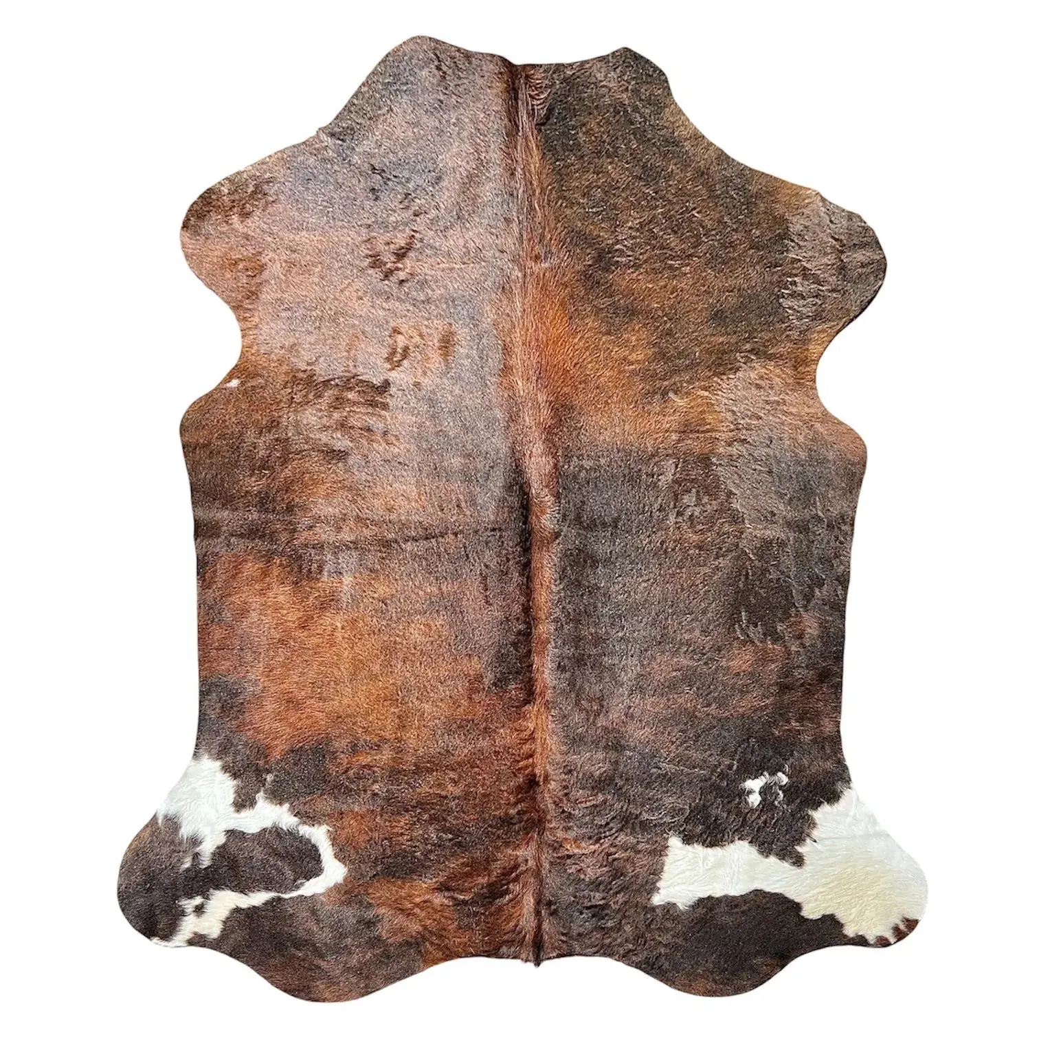 Large Tricolor Cowhide Rug P545---5x 6 ft