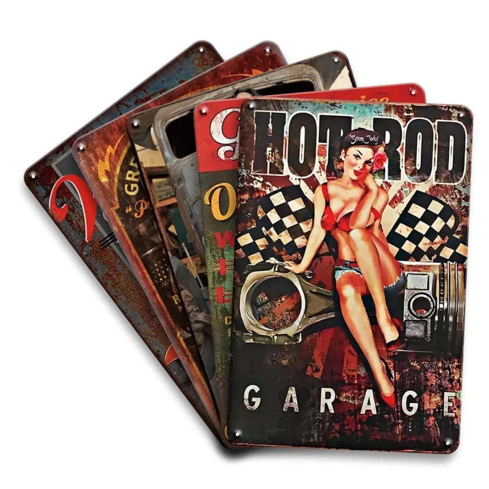 Vintage Metal Tin Sign, Pin-Up Girl Pattern Wall Hanging Tin Plate, Retro Art Decor, Indoor & Outdoor Decorative Plaques