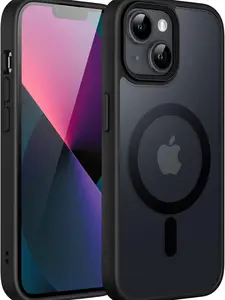 JETech Magnetic Case for iPhone 13 6.1-Inch Compatible with MagSafe, Translucent Matte Back Slim Shockproof Phone Cover (Black) Accessories Protection