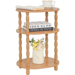 End Table, Small Side Table for Small Spaces, Modern Oval Night Stand Accent Table for Living Room, Bedroom, Brown