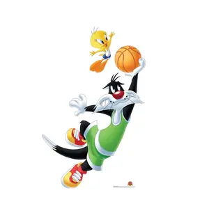 67x45 in. Looney Tunes Sylvester & Tweety Cartoon Cardboard Cutout, Photo Prop, Home Decor for Room Decor