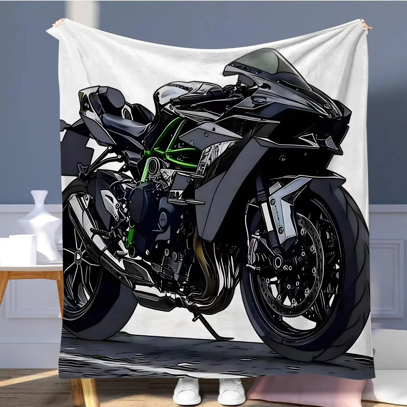 Motorcycle Pattern Blanket, Soft Comfortable Throw Blanket, Cool Bedroom Bedding Blankets, Warm Napping Blanket for Home Office Travel, Bedroom Sofa Blanket