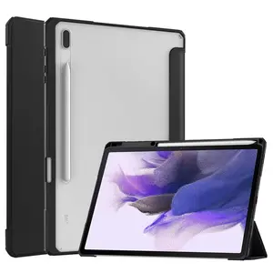 Acrylic Clear Case for Samsung Galaxy Tab S8 Ultra 14.6 Inch, [S Pen Holder] Soft TPU Bumper Hard Back Cover with Magnetic Closure, Shockproof Protective Case with Stand Function for Tab S8 Ultra (2022 Release)