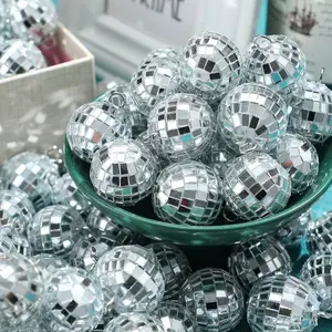 20 Mini Disco Balls Silver Color Cake Decorations, Reflective Mirror Ball for 70s Party Decoration, Glass Material, Wedding Birthday Christmas
