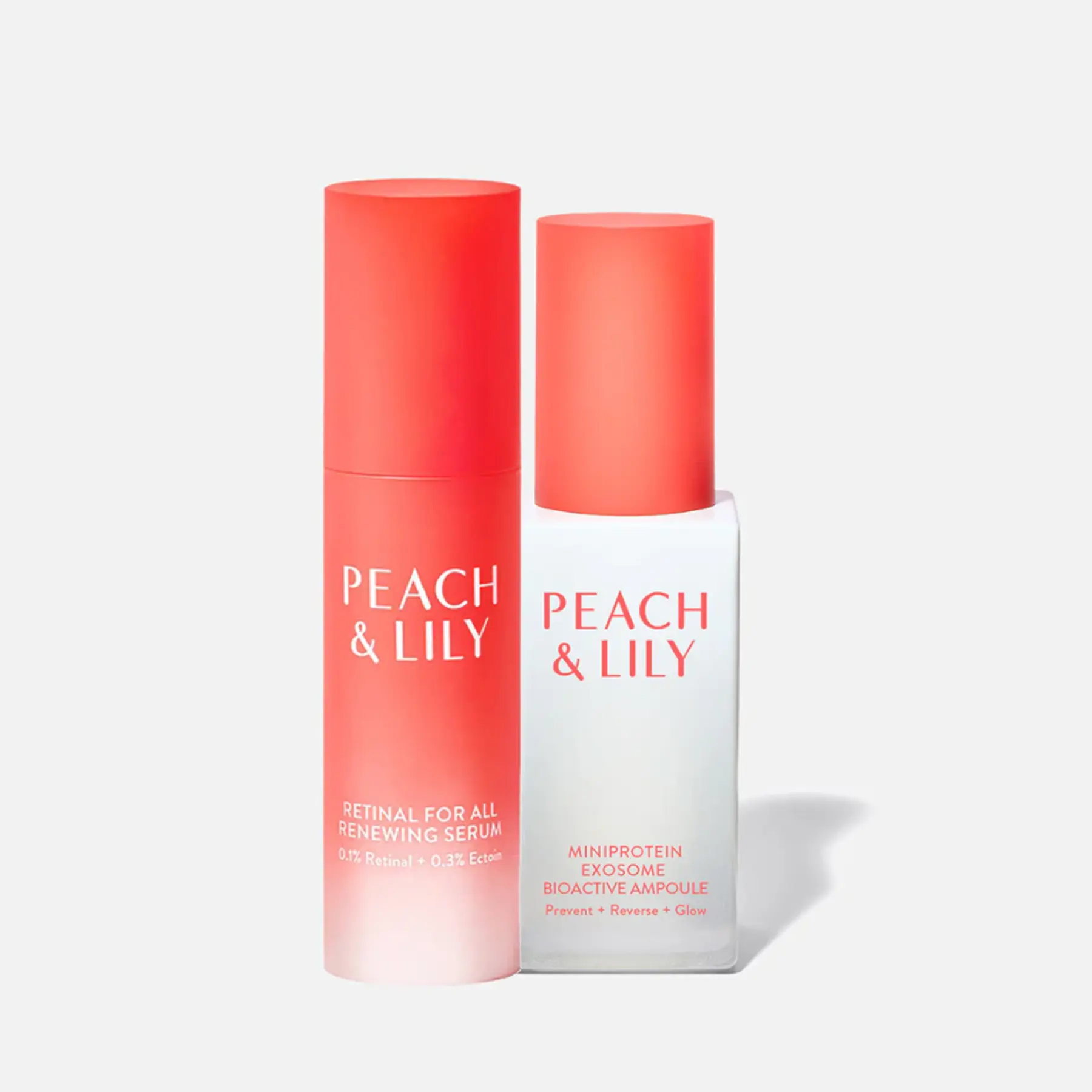 The Nightly Renewal Duo from Peach & Lily: Retinal For All Renewing Serum and MiniProtein Exosome Bioactive Ampoule
