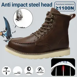 All Seasons Men's Work Boots Safety Steel Toe Anti Slip Breathable
