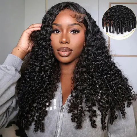 Hermosa Women's 13x6 HD Lace Front Curly Human Hair Wig, Burmese Hair Products for Female Wear with Glueless Cap