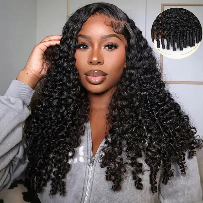 Hermosa Women's 13x6 HD Lace Front Curly Human Hair Wig, Burmese Hair Products for Female Wear with Glueless Cap