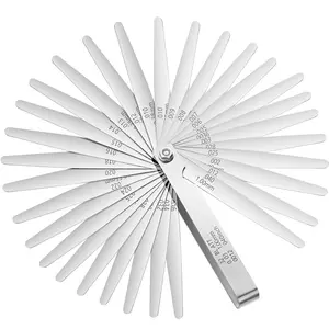 32  Steel Feeler Gauge Tapered Feeler Gauge Set Stainless Steel Dual Marked Metric and Imperial Measuring Tool for Measuring Gap Thickness or Width(0.03-1 Mm)