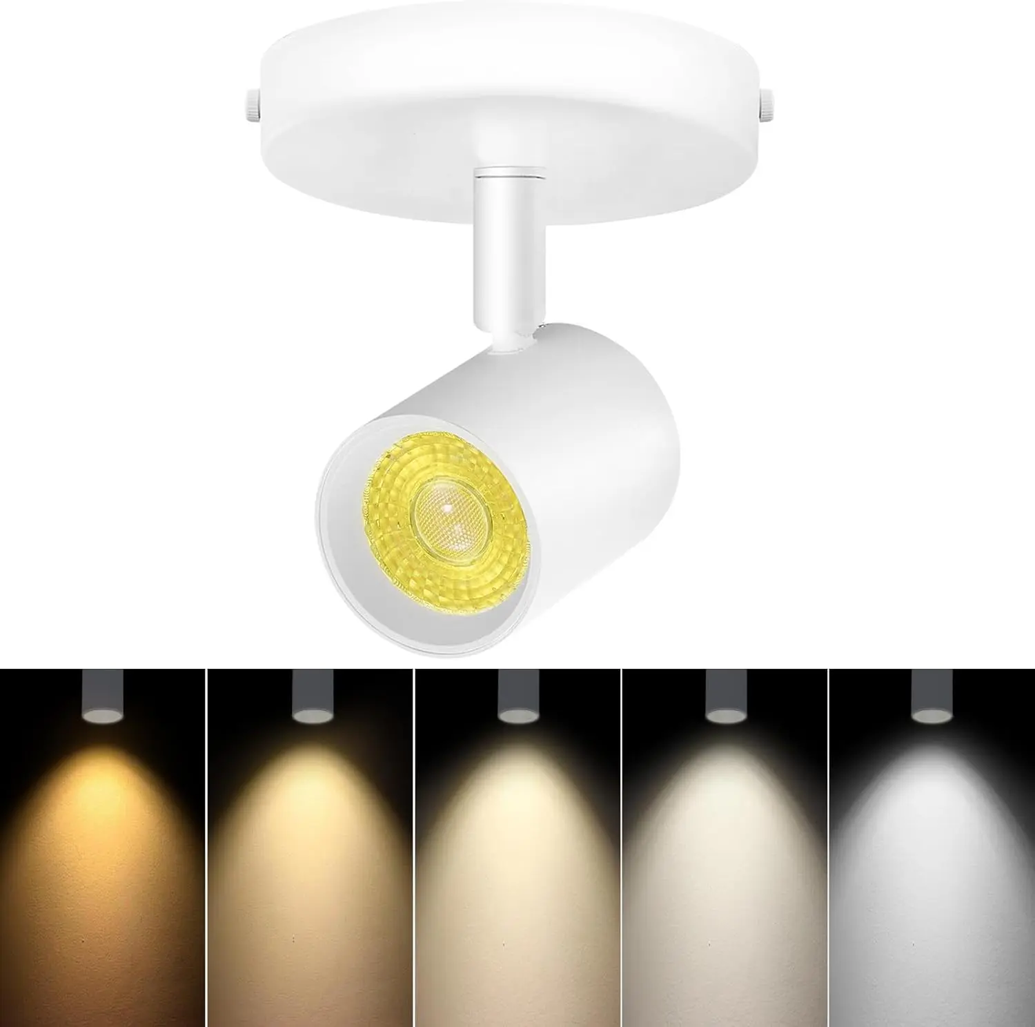 5-Color Dimmable Ceiling Spotlight Flush Mount Adjustable Directional LED Spot Lights Indoor Bright Accent Fixture for Art Picture Living Room Bedroom - CRI90 24° Flicker Free 10W 800lm White