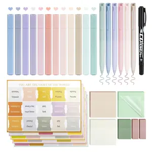 Bible Journaling Kit, Colored Study Supplies, 12 Pastel No Bleed Highlighters and 6 Colored Pens, Transparent Sticky Notes and Bible Tabs Set and More, Book Annotation Kit for Women & Men
