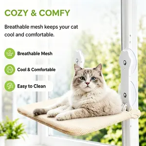 Cat Window Perch with Luminous Bed | Foldable Hammock for Cats, Strong Suction Cups, Sturdy Metal Frame