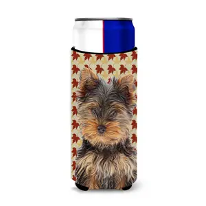 Fall Leaves Yorkie Puppy / Yorkshire Terrier Ultra Beverage Insulators for slim cans KJ1209MUK