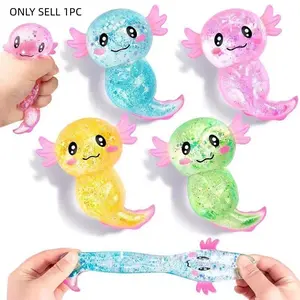 Soft Tpr Mellow Squishy Stress Relief Toy, Kawaii Soft Squeeze Cute Axolotl Design, Pressure Relief Sensory Toy for Kids and Adults, Long-Tailed Axolotl