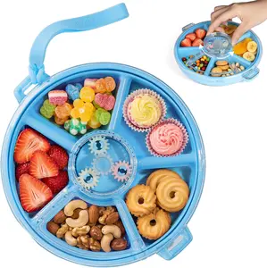 #Summerwins  Pawtong Kids Divided Snack Box with Hand Strap, Reusable 5-Compartment Kids Snack Container, BPA-Free Portable Candy & Nut Serving Platter for Travel, Parties, Picnics