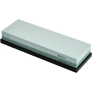 Knife Sharpening Stone with Non-slip Rubber Base, 400/1000 Grit Premium Whetstone, Double-Sided Knife Sharpener for Kitchen, Waterstone for Honing Blades Manually