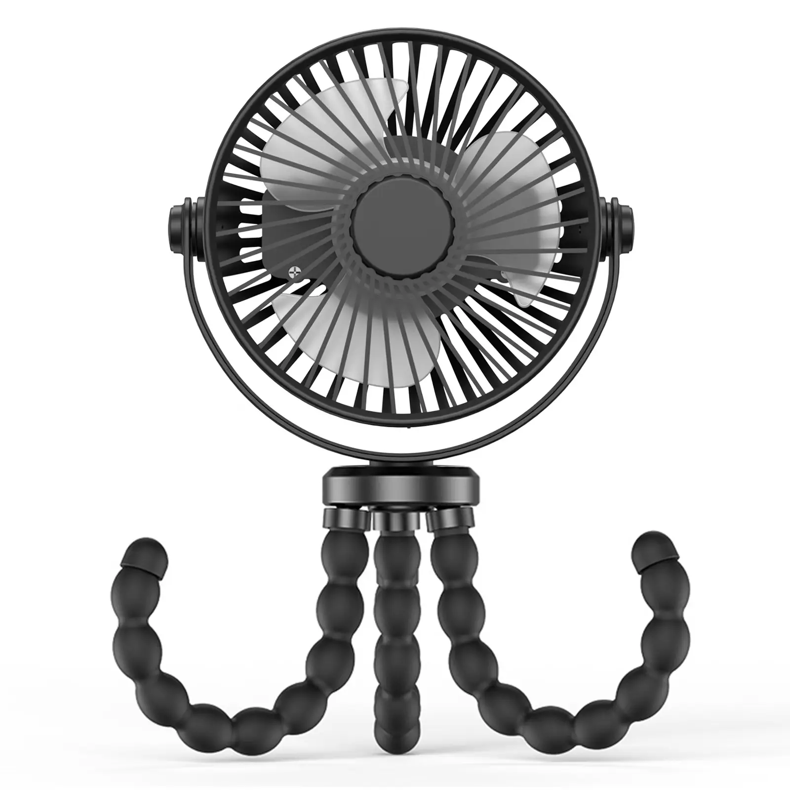 Mini Portable Stroller Fan, USB Rechargeable Battery Operated Small Clip on Fan, 3 Speed 360° Rotate Flexible Tripod Cooling Fan for Car Seat Crib Tre