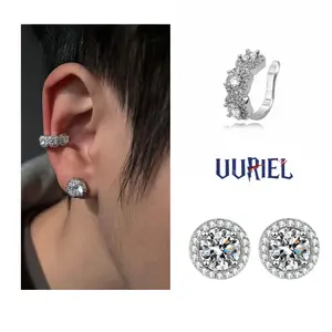 UJ Earrings Ear Clip Set Light Luxury Fashion Men and Women Same Style Zircon Earrings Couple Boyfriend Mother Gift Mother's Day Gift