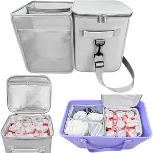 Cooler Organizer Insert for X Large Bogg Bag Accessories, PEVA Portable Leak-Proof Ice Chest, Lightweight Mesh Divider Inserts Pouch with 4Fastener for XL Bog Beach Rubber Tote