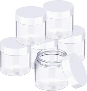 SATINIOR 6 Pack 3 Oz Plastic Jars Containers with Lids Wide-Mouth Refillable Leakproof Reusable round Empty Jars for Travel Cosmetic Dry Food Spice Candy Cookie Home Kitchen Organizing(White)